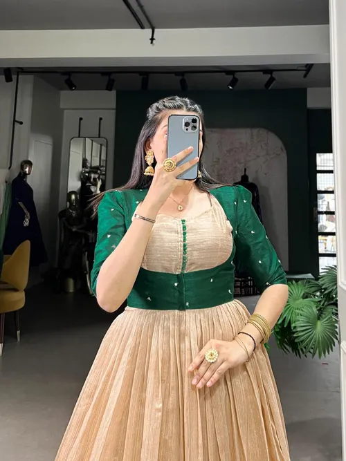 Silk Gown with Embroidered Banglori Jacket